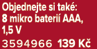 Objednejte si tak : 8 mikro bateri AAA, 1,5 V 3594966 139 K 