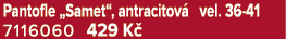 Pantofle „Samet“, antracitov vel. 36 41 7116060 429 K 