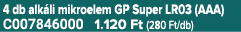4 db alk li mikroelem GP Super LR03 (AAA) C007846000 1.120 Ft (280 Ft/db)