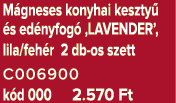 M gneses konyhai keszty  s ed nyfog  ‚LAVENDER’, lila/feh r 2 db os szett C006900 k d 000 2.570 Ft