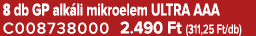 8 db GP alk li mikroelem ULTRA AAA C008738000 2.490 Ft (311,25 Ft/db)