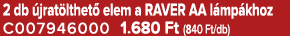 2 db jrat lthet  elem a RAVER AA l mp khoz C007946000 1.680 Ft (840 Ft/db)