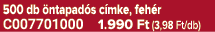 500 db ntapad s c mke, feh r C007701000 1.990 Ft (3,98 Ft/db)