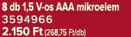 8 db 1,5 V os AAA mikroelem 3594966 2.150 Ft (268,75 Ft/db)