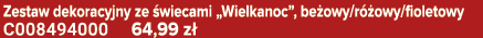 Zestaw dekoracyjny ze wiecami „Wielkanoc”, be owy/r  owy/fioletowy C008494000 64,99 z 
