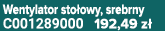 Wentylator sto owy, srebrny C001289000 192,49 z 
