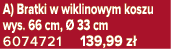 A) Bratki w wiklinowym koszu wys. 66 cm,  33 cm 6074721 139,99 z 