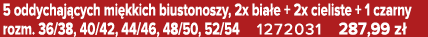 5 oddychaj cych mi kkich biustonoszy, 2x bia e + 2x cieliste + 1 czarny rozm. 36/38, 40/42, 44/46, 48/50, 52/54 12720...