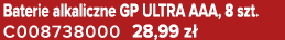 Baterie alkaliczne GP ULTRA AAA, 8 szt. C008738000 28,99 z 