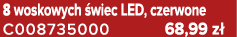 8 woskowych wiec LED, czerwone C008735000 68,99 z 