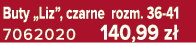 Buty „Liz”, czarne rozm. 36 41 7062020 140,99 z 