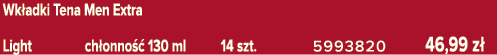Wk adki Tena Men Extra Light ch onno  130 ml 14 szt. 5993820 46,99 z 