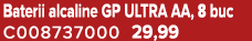Baterii alcaline GP ULTRA AA, 8 buc C008737000 29,99