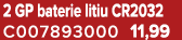 2 GP baterie litiu CR2032 C007893000 11,99