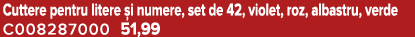 Cuttere pentru litere i numere, set de 42, violet, roz, albastru, verde C008287000 51,99