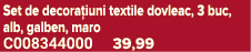Set de decora iuni textile dovleac, 3 buc, alb, galben, maro C008344000 39,99