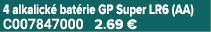 4 alkalick bat rie GP Super LR6 (AA) C007847000 2.69 €